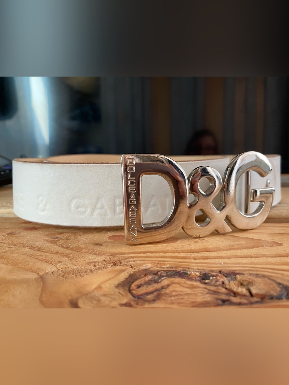 Vintage Dolce & Gabbana D&G 1990s White Belt + Silver buckle